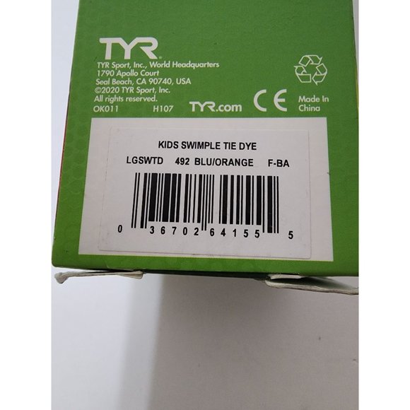 TYR Swimple Tie Dye Kids Fit and Safe 3+ Swimming Goggles Orange/Blue - Picture 7 of 7